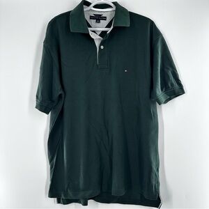 Tommy Hilfiger Shirt Mens Large Green Vintage Polo Casual Y2K